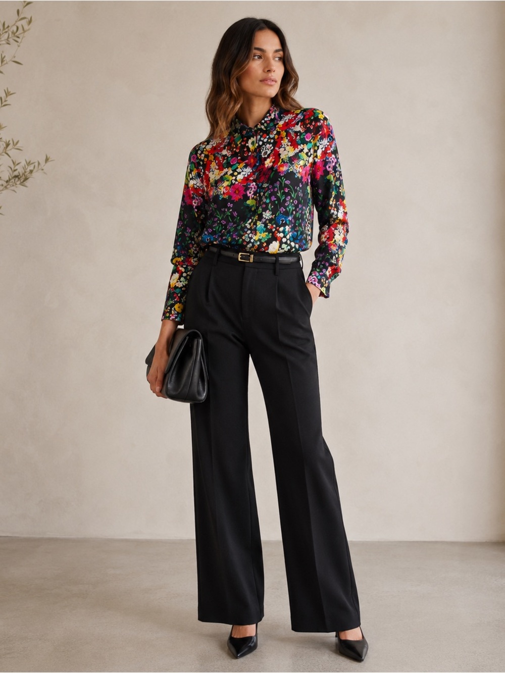 Etro 100% Silk Floral Garden Button Front Blouse IT 42 US 6 Black Made in Italy